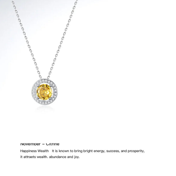 Sterling Silver Casual Hollow Out Inlay Round Zircon Pendant Necklace