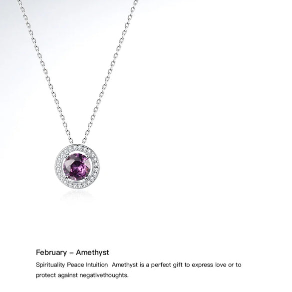 Sterling Silver Casual Hollow Out Inlay Round Zircon Pendant Necklace