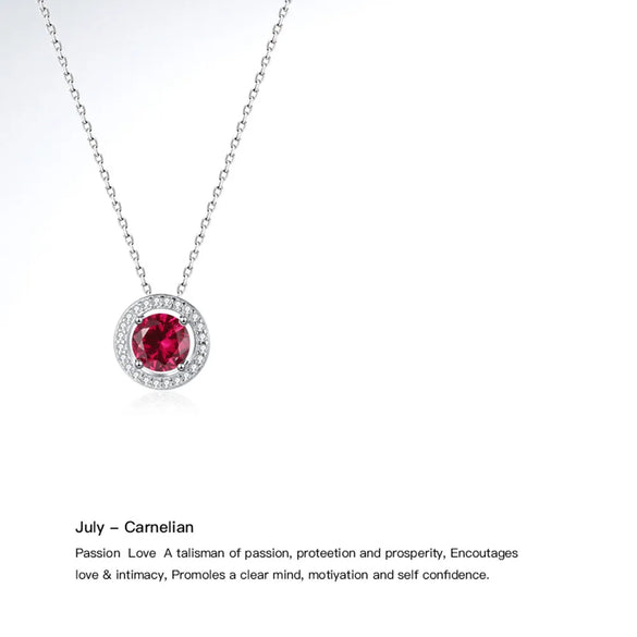 Sterling Silver Casual Hollow Out Inlay Round Zircon Pendant Necklace