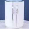 925 Sterling Silver Cat's Eye Geometric Long Tassel Earrings For Women Fashion Ear Wire Dangle Earrings