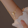 925 Sterling Silver Chalcedony Geometric Bracelet Light Luxury Vintage Women's All Match High End Niche Design