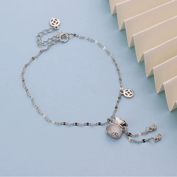 925 Sterling Silver Chalcedony Geometric Bracelet Light Luxury Vintage Women's All Match High End Niche Design