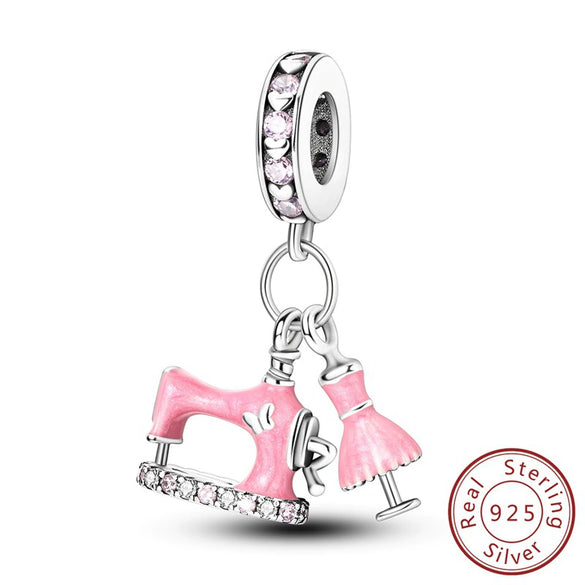 925 Sterling Silver Charm Beads Diy Accessories Bracelet With Coffee Cup Champagne Bicycle Perfume Charms And Dripping Oil Processing