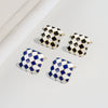 925 Sterling Silver Checkerboard Earrings For Women Minimalist Elegant Electroplated Daily Wear Stud Earrings
