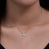 Sterling Silver Classic Round Microinlaid Zircon Geometric Pendant Necklace For Women