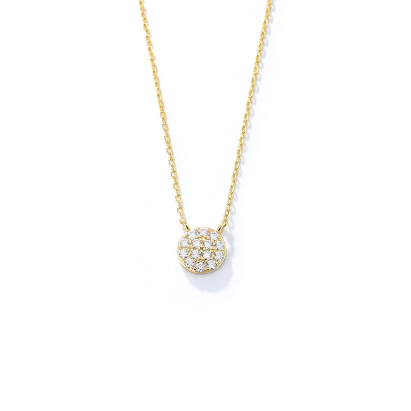 Sterling Silver Classic Round Microinlaid Zircon Geometric Pendant Necklace For Women