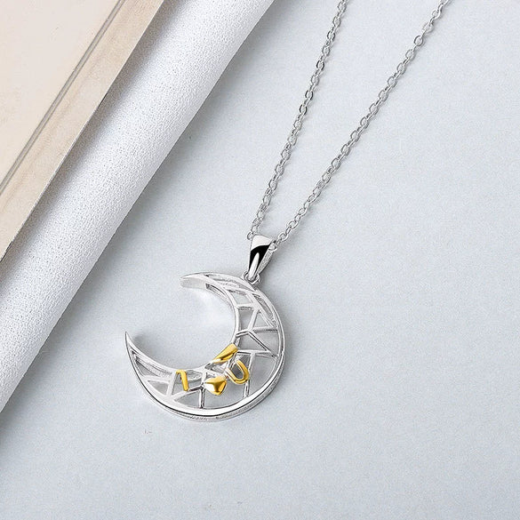 Sterling Silver Couple Necklaces With Planet Moon Pattern And Electroplating Design
