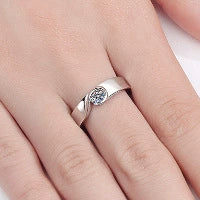 Sterling Silver Couple Ring With Heart Pattern And Electroplating Process