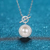 925 Sterling Silver Cross Chain Necklace With Flawless Freshwater Pearl And Moissanite Electroplated Clavicle Necklace For Women