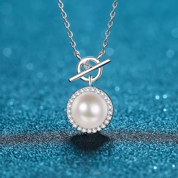925 Sterling Silver Cross Chain Necklace With Flawless Freshwater Pearl And Moissanite Electroplated Clavicle Necklace For Women