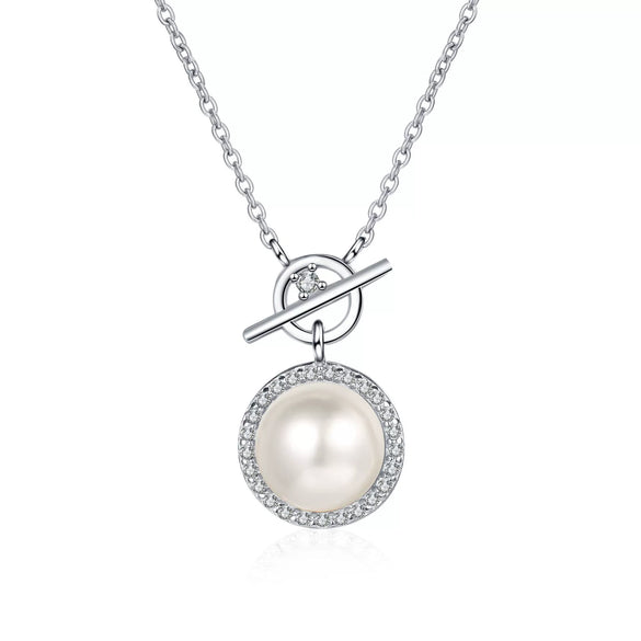 925 Sterling Silver Cross Chain Necklace With Flawless Freshwater Pearl And Moissanite Electroplated Clavicle Necklace For Women