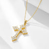 Sterling Silver Cross Chain Women's Hiphop Retro Trendy Diamond Set Pendant Necklace