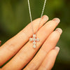 Sterling Silver Cross Daisy Electroplated Women's Geometric Ochain Necklace
