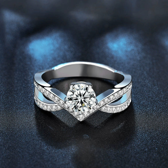 925 Sterling Silver Crown Diamond Ring With Micro Inlay For Women