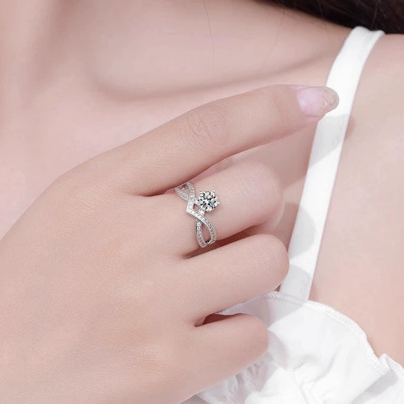 925 Sterling Silver Crown Diamond Ring With Micro Inlay For Women