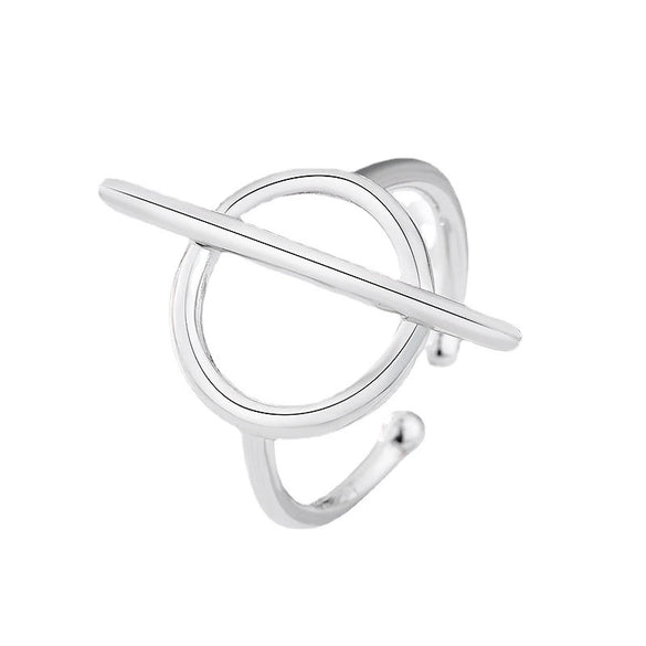 925 Sterling Silver Crown Geometric Circle Open Ring With Goldplated Finish Cute Adjustable Jewelry For Women