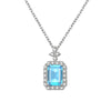Sterling Silver Crown Pendant Necklace With Topaz Accent Electroplated Geometric Cross Chain Jewelry