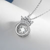Sterling Silver Crown Pendant Necklace With Zircon Heart Design Electroplated Cross Chain Fashion Jewelry