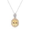 Sterling Silver Crystal Geometric Amethyst Pendant Collarbone Necklace Set With Gemstones Unisex