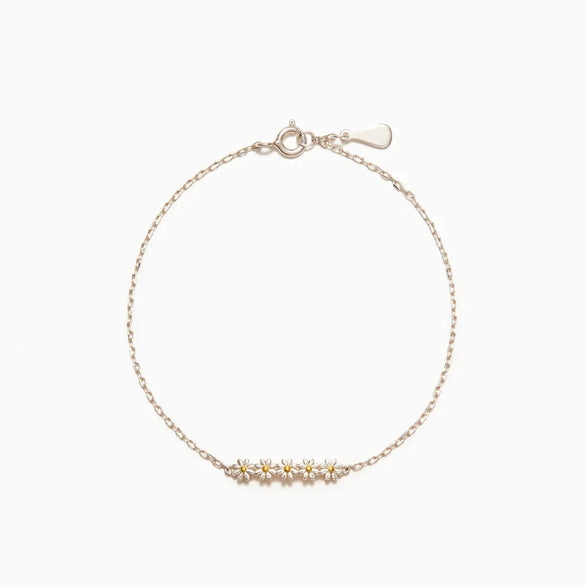 Sterling Silver Daisy Electroplated Geometric Women's Bracelet