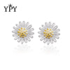925 Sterling Silver Daisy Flower Earrings For Women Electroplated Floral Fashion Jewelry Wholesale