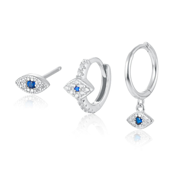 925 Sterling Silver Devil's Eye Cartoon Characters Earrings Set With Seiko Design