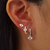 925 Sterling Silver Devil's Eye Cartoon Characters Earrings Set With Seiko Design
