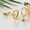 925 Sterling Silver Devil's Eye Cartoon Characters Earrings Set With Seiko Design