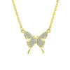 Sterling Silver 925 Diamond Geometric Butterfly Necklace For Women