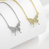 Sterling Silver 925 Diamond Geometric Butterfly Necklace For Women