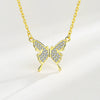 Sterling Silver 925 Diamond Geometric Butterfly Necklace For Women