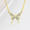 Sterling Silver 925 Diamond Geometric Butterfly Necklace For Women