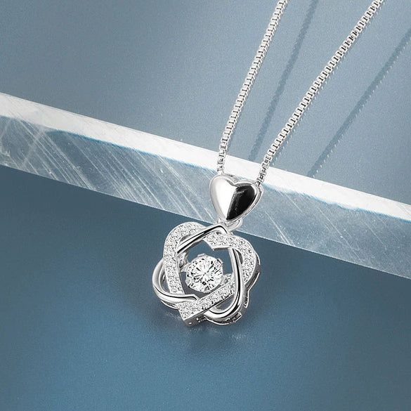 925 Sterling Silver Double Heart Pendant Necklace With Zircon Box Chain Electroplated Geometric Collarbone Necklace For Women