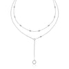 925 Sterling Silver Double Layer Stacked Geometric Round Zircon Long Necklace With High End Sense