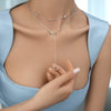 925 Sterling Silver Double Layer Stacked Geometric Round Zircon Long Necklace With High End Sense