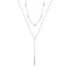 925 Sterling Silver Double Layer Stacked Y Shaped Geometric Long Chain Necklace