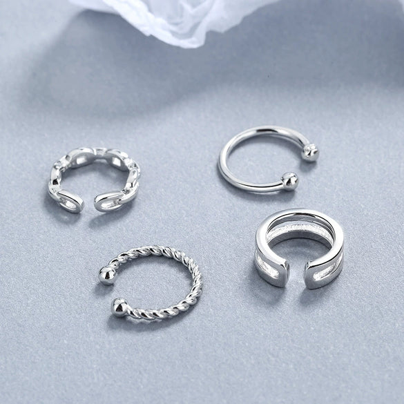 925 Sterling Silver Double Layer Twist Ear Cuff Geometric Electroplated Clip On Earring For Women Minimalist Ear Jewelry