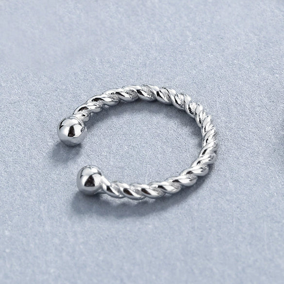 925 Sterling Silver Double Layer Twist Ear Cuff Geometric Electroplated Clip On Earring For Women Minimalist Ear Jewelry