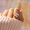 Sterling Silver Double Pair Small Fish Set Zircon Ring Women's Electroplated Geometric Style