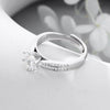 Sterling Silver Double Row Zircon Crown Ring With Six Claw Setting And Adjustable Open Design Simulated Diamond Geometric Jewelry