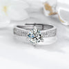 Sterling Silver Double Row Zircon Crown Ring With Six Claw Setting And Adjustable Open Design Simulated Diamond Geometric Jewelry