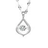 925 Sterling Silver Drop Shape Pendant Necklace With Micro Inlaid Full Diamond Beating Heart Design Electroplated Fashion Jewelry