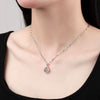 925 Sterling Silver Drop Shape Pendant Necklace With Micro Inlaid Full Diamond Beating Heart Design Electroplated Fashion Jewelry