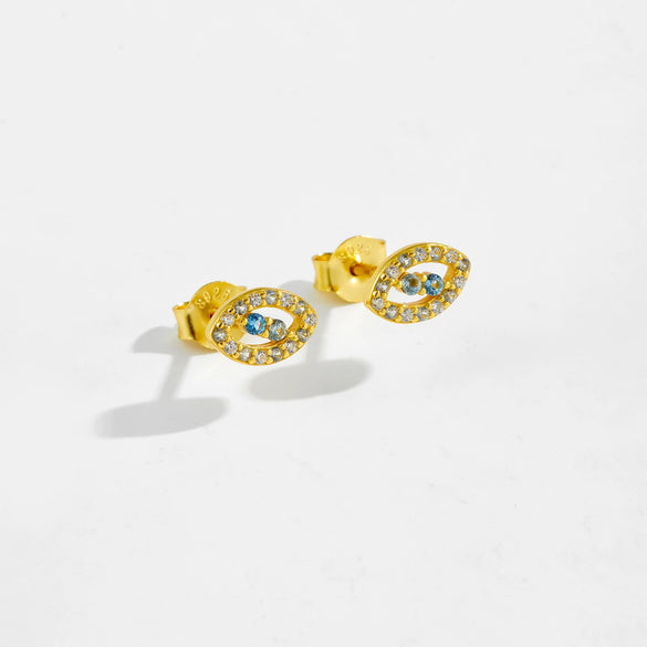 Sterling Silver 925 Earrings Electroplated Platinum 18K Gold Devil's Eye Minimalist Women's Ear Accessories
