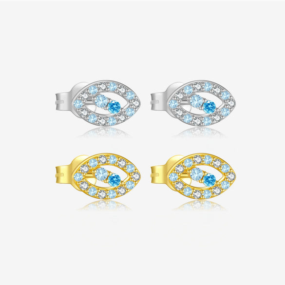 Sterling Silver 925 Earrings Electroplated Platinum 18K Gold Devil's Eye Minimalist Women's Ear Accessories