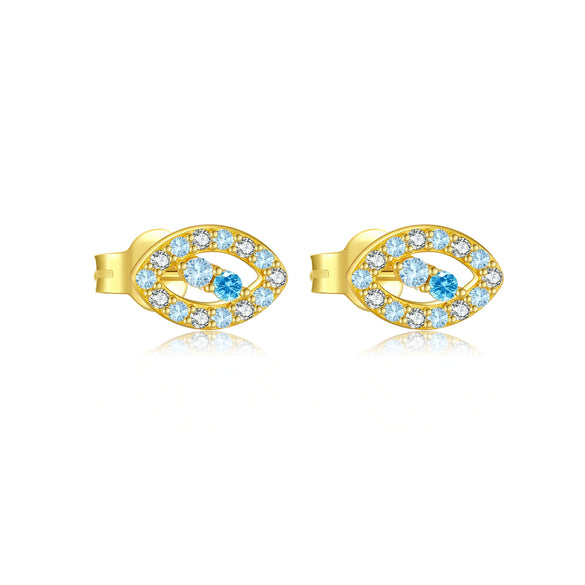Sterling Silver 925 Earrings Electroplated Platinum 18K Gold Devil's Eye Minimalist Women's Ear Accessories