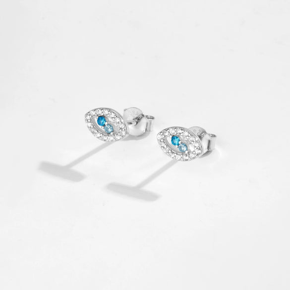 Sterling Silver 925 Earrings Electroplated Platinum 18K Gold Devil's Eye Minimalist Women's Ear Accessories