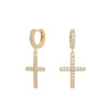 Sterling Silver Earrings With Cross Micro Inlaid Zircon Letter And Number Pattern For Women