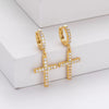 Sterling Silver Earrings With Cross Micro Inlaid Zircon Letter And Number Pattern For Women
