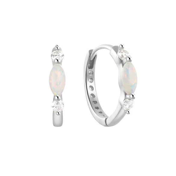 925 Sterling Silver Earrings With Natural Opal And Microencrusted Zircon Seiko Crafted